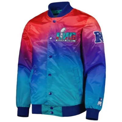 Men's MSX by Michael Strahan Red Blue Super Bowl LVII Ombre Varsity Full-Snap Jacket