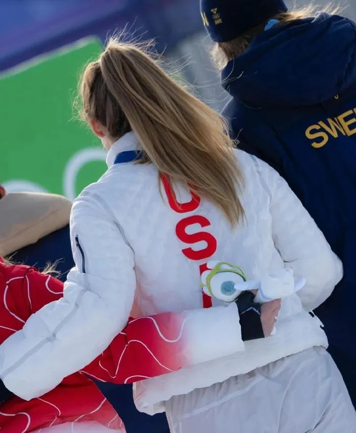 Mikaela Shiffrin 2026 Olympics White Parachute Puffer Jacket