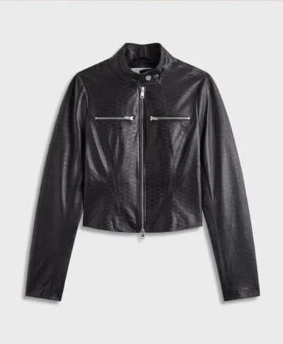 Monogram Black Leather Jacket by Lisa Nikita