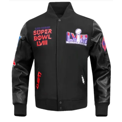 NFL Super Bowl 58 Black White Varsity Jacket