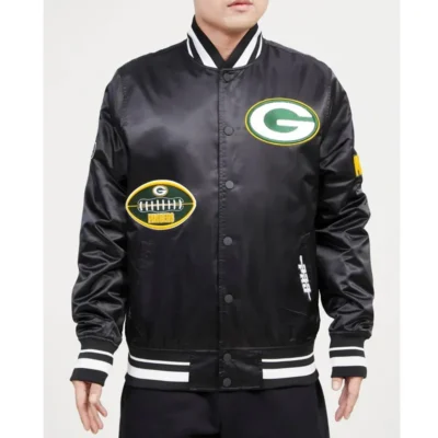 Old English Green Bay Packers Ribbed Satin Jacket
