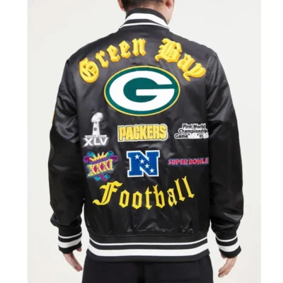 Old English Green Bay Packers Ribbed Satin Jacket