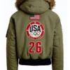 Olympic 2026 Team USA Green Fur-Lined Bomber
