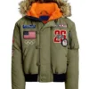 Olympic 2026 Team USA Green Fur-Lined Bomber
