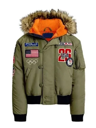 Olympic 2026 Team USA Green Fur-Lined Bomber