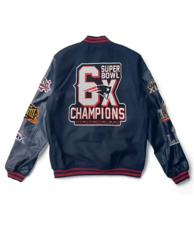 Patriots 6X Super Bowl Champs Navy Varsity Jacket
