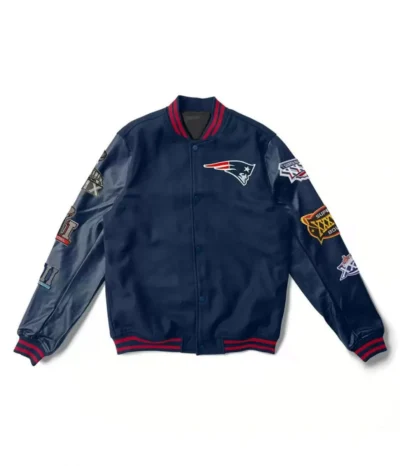 Patriots 6X Super Bowl Champs Navy Varsity Jacket