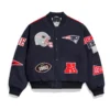 Patriots Heritage Pennant Navy Wool Varsity Jacket