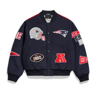 Patriots Heritage Pennant Navy Wool Varsity Jacket
