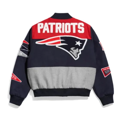 Patriots Heritage Pennant Navy Wool Varsity Jacket