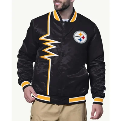 Pittsburgh Steelers Black Shock Wave Satin Jacket
