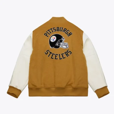 Pittsburgh Steelers Brown and Cream Dusted Varsity Jacket