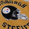 Pittsburgh Steelers Brown and Cream Dusted Varsity Jacket