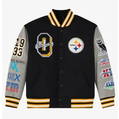 Pittsburgh Steelers OVO Team Varsity Jacket Black & Gray