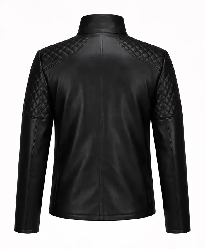 Quilted Black Biker Leather Jacket