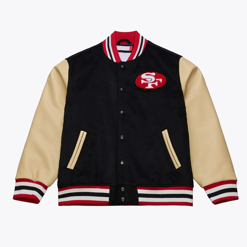 SF 49ers Team Traditions Wool and Leather Varsity Jacket