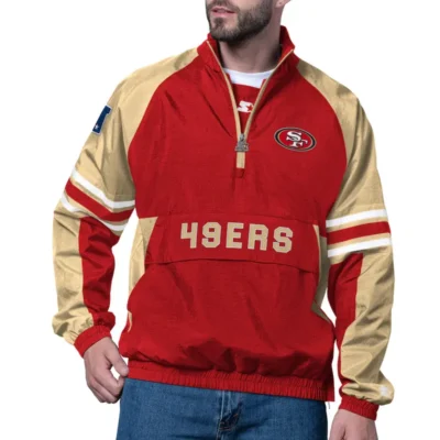 San Francisco 49ers Scarlet Prospect Pullover Half-Zip Jacket