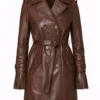 Simone Ashley 2026 London Fashion Week Brown Leather Coat