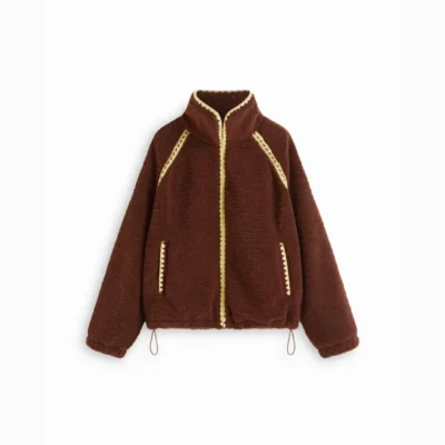 Stand Collar Fleece Drawstring Jacket