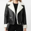 Womens Fur Leather Black Jacket