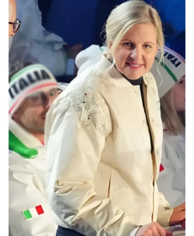 white Olympic logo jacket