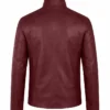 women Biker Leather Jacket Burgundy