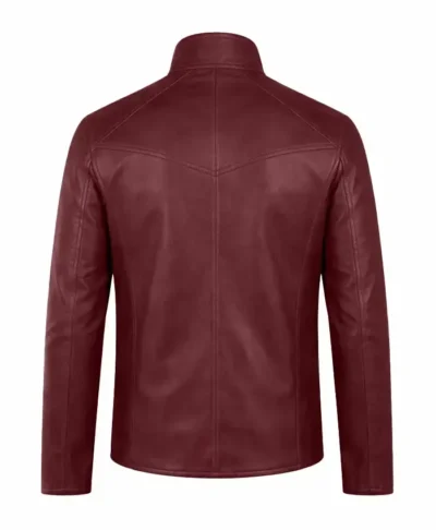 women Biker Leather Jacket Burgundy