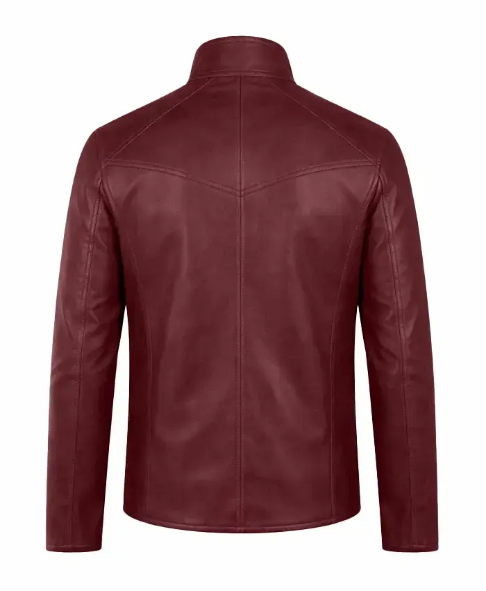 women Biker Leather Jacket Burgundy