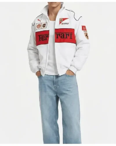 2026 Ferrari F1 Vintage White Racing Jacket