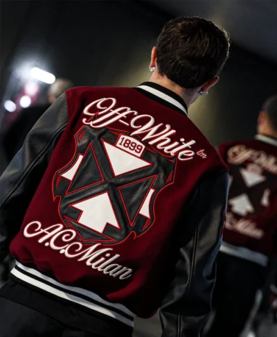 AC Milan x OFF-WHITE Bordeaux Varsity Jacket