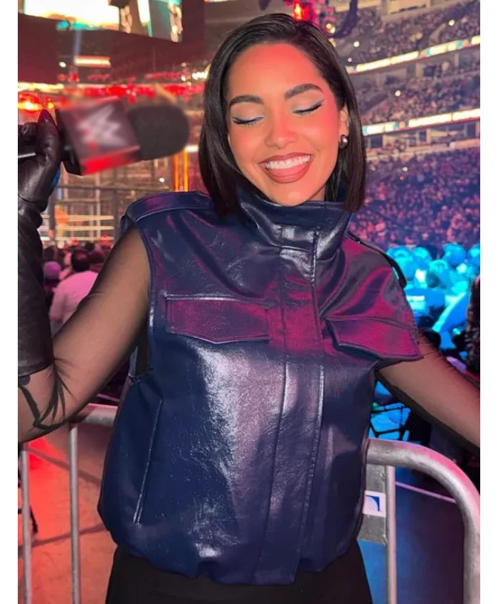 Andrea Bazarte Blue Leather Vest