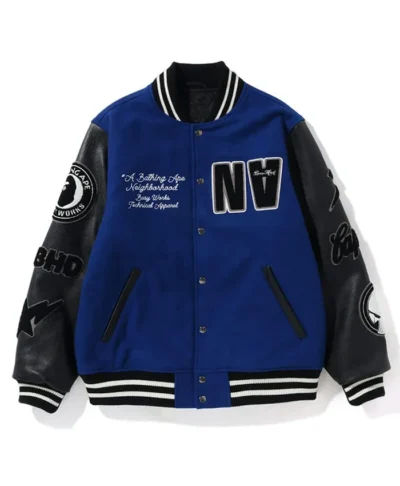 BAPE x Neighborhood Blue Varsity Jacket