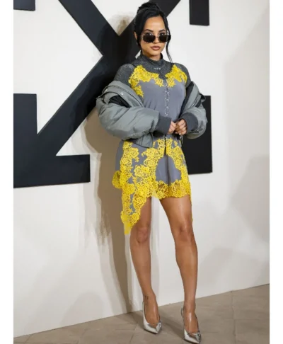 Becky G Oversized Grey Bomber Jacket