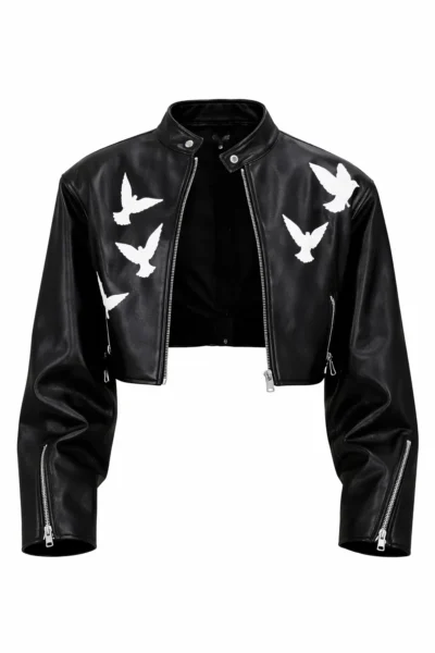 Camilla Araujo PFW 2026 Dove Print Leather Jacket
