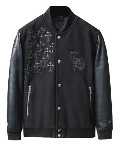 Chrome Cross Black Letterman Jacket