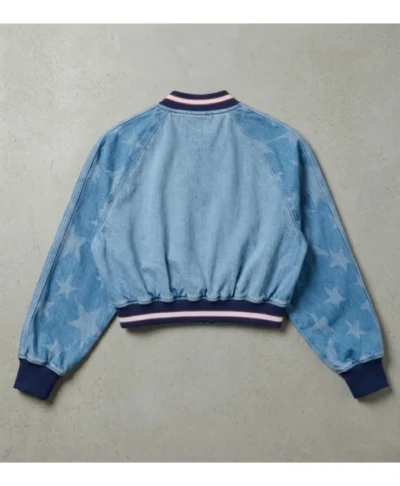 Denim Varsity Bomber Jacket