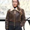 Erin Doherty Brown Shearling Jacket