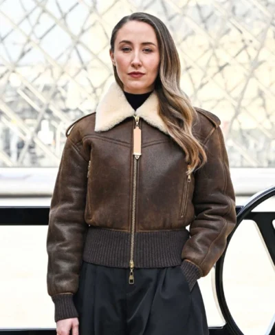 Erin Doherty Brown Shearling Jacket