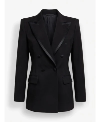 Hannah Waddingham Draped Off-Shoulder Black Blazer