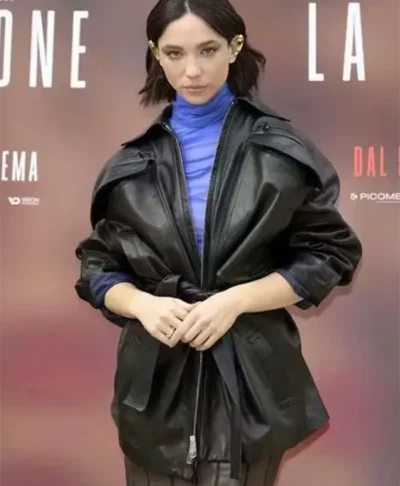 Matilda De Angelis La Lezione Black Leather Jacket