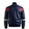 Men’s Blue Slim Fit Motorcycle Leather Jacket