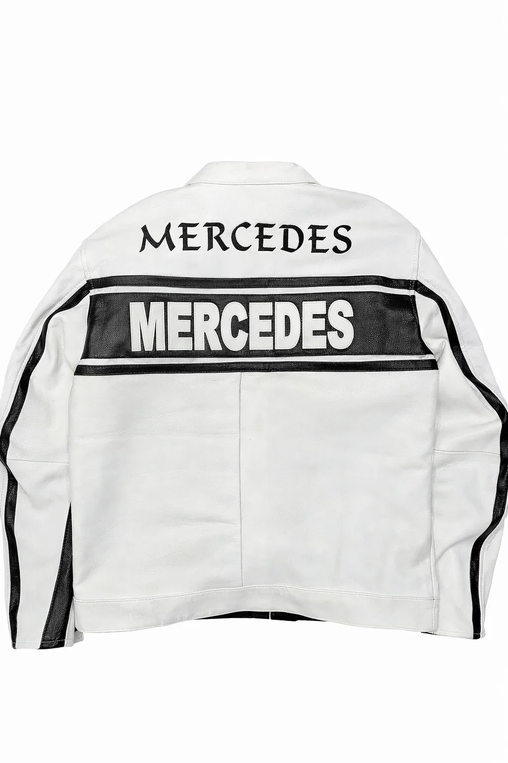 Mercedes-Benz White Genuine Cowhide Leather Jacket