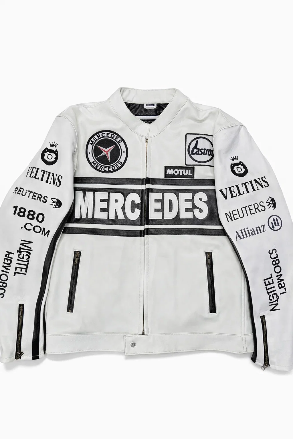 Mercedes-Benz White Genuine Cowhide Leather Jacket