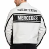Mercedes-Benz White Genuine Cowhide Leather Jacket