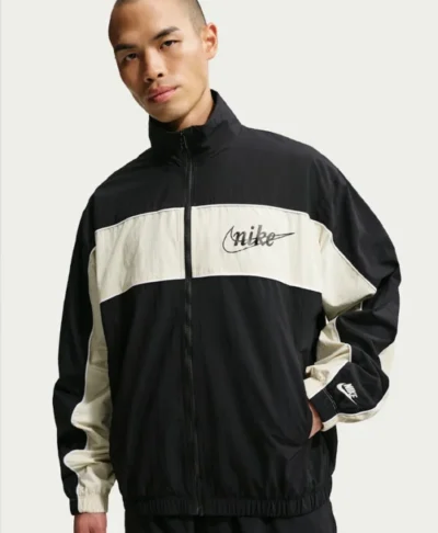 NEW Nike Sportswear Club Full Zip Black and Light Khaki Jacket