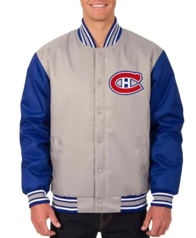 NHL Montreal Canadiens Gray/Royal Poly-Twill Jacket