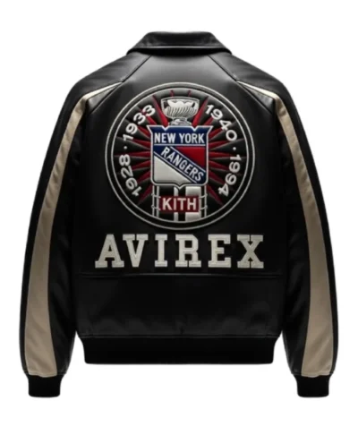 NY Rangers Kith AVIREX 2026 Black Jacket