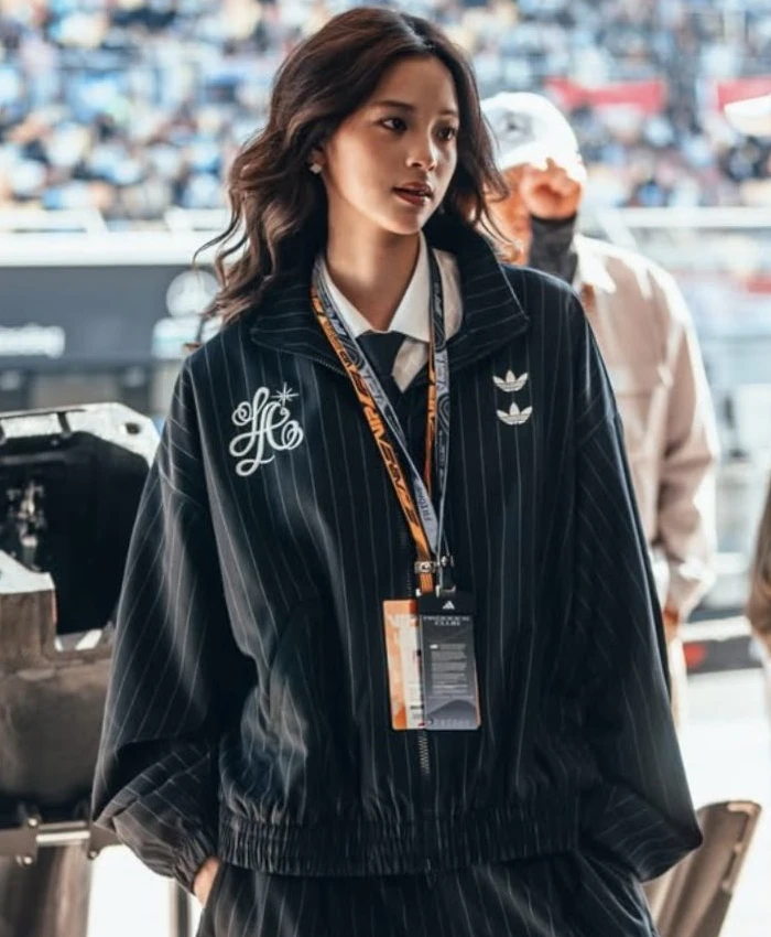 Nana Ouyang Signature Black Pinstripe Tracksuit