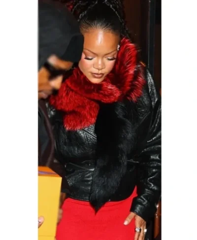Rihanna Valentine’s Day 2026 Black Leather Jacket