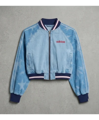 SST Denim Graphic Varsity Bomber Jacket